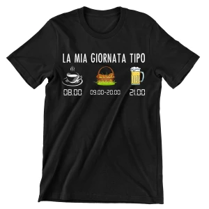 Maglietta Funghi La mia giornata tipo caffè funghi birra divertente Uomo