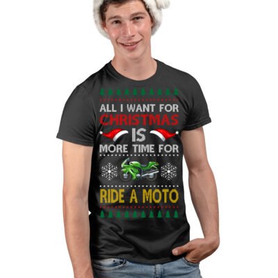 T-shirt Natale motociclista All I Want For Christmas