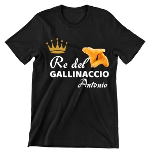 Maglietta Funghi PERSONALIZZABILE Gallinaccio Re del Gallinaccio divertente Uomo