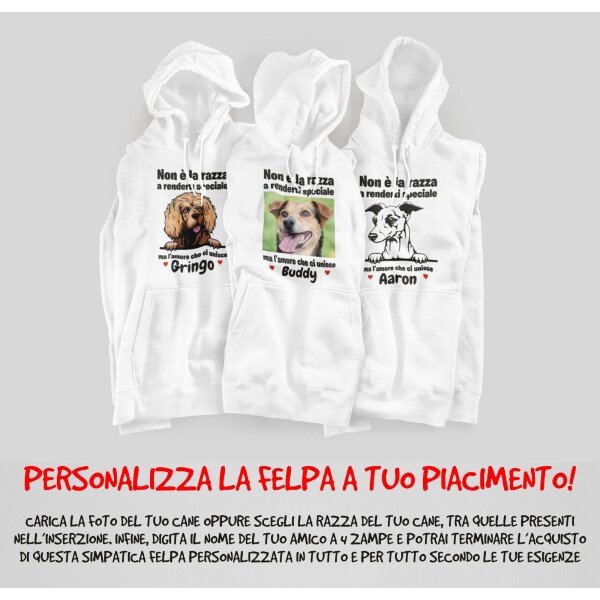 Felpa PERSONALIZZABILE cane fido PERSONALIZZA CON FOTO O LOGO E NOME felpa con cappuccio Uomo divertenti - immagine 3