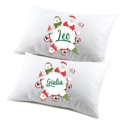 Coppia di federe PERSONALIZZABILI matrimoniali natalizie divertenti regalo Natale Personalizza con nome