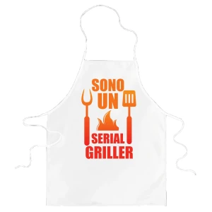Grembiule da cucina divertenti Serial Griller Idea Regalo BBQ Barbecue Serial Griller Birra Chef Cuoco