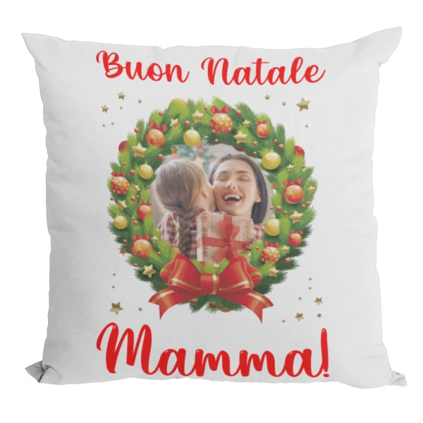 Cuscino Natale Natalizia Personalizzato con Foto Mamma papà Nonna Nonno Zia Zio Buon Natale Regalo Natale con Foto 40x40 cm