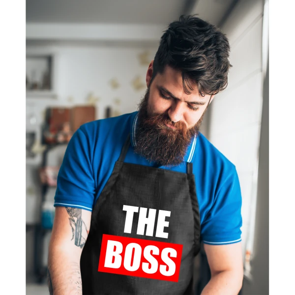 Set Coppia Grembiuli da cucina divertenti The Boss The Real Boss Idea Regalo Matrimonio SanValentino Anniversario - immagine 3