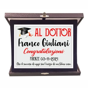 Targa Premio Laurea PERSONALIZZABILE con Nome e Data Congratulazioni Regalo Laureato Laureata