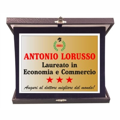 Targa Premio Laurea PERSONALIZZABILE con Nome, Facoltà, Data e Frase di Auguri Regalo Laureato Laureata