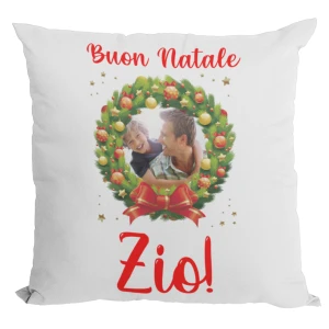 Cuscino Natale Natalizia Personalizzato con Foto Mamma papà Nonna Nonno Zia Zio Buon Natale Regalo Natale con Foto 40x40 cm