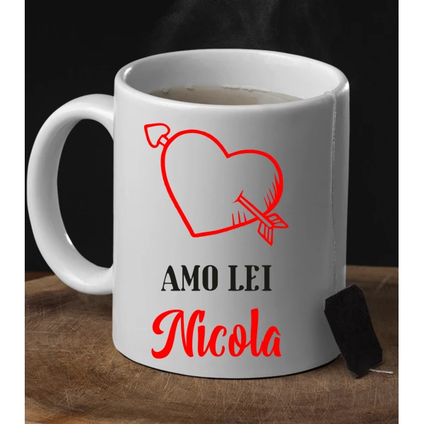 Coppia Tazze Mug Sanvalentino Personalizzabile Amo Lui Amo Lei Personalizza con nome Amore Innamorati Fidanzati Regalo Lui e Lei - immagine 4
