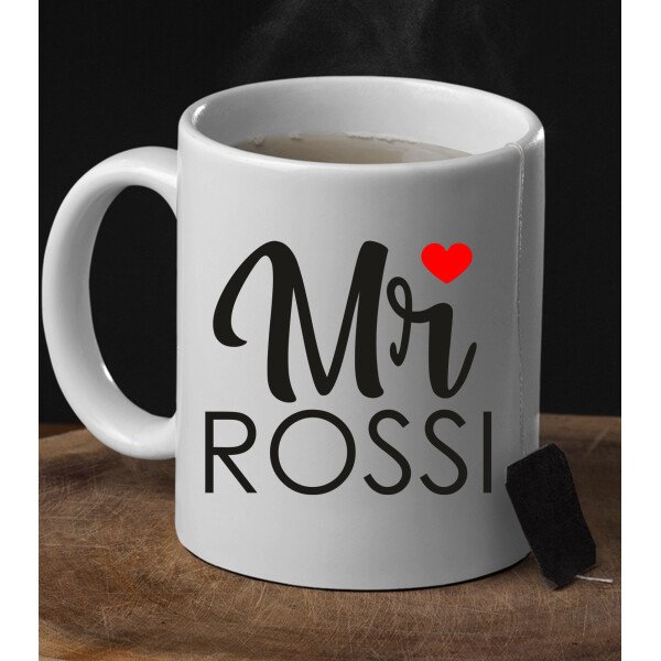 Coppia Tazze Mug Sanvalentino Personalizzabile Mr Mrs Personalizza con nome o cognome Amore Innamorati Fidanzati Regalo Lui e Lei - immagine 4