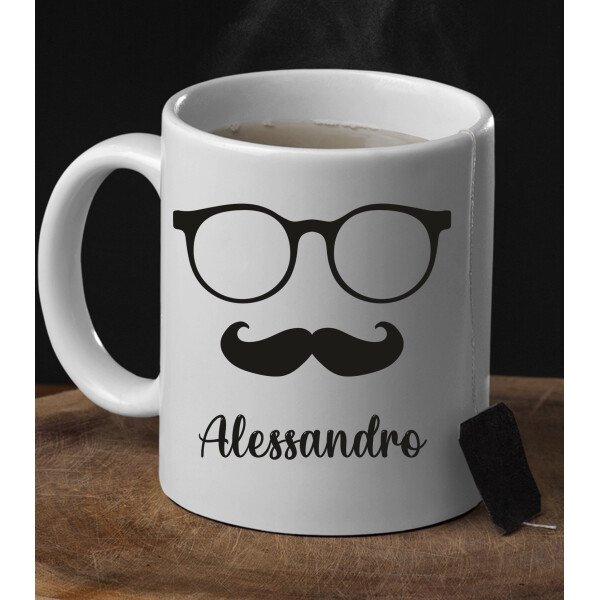 Coppia Tazze Mug Sanvalentino Personalizzabile Baffi Rossetto Personalizza con nome Amore Innamorati Fidanzati Regalo Lui e Lei - immagine 4