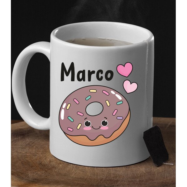 Coppia Tazze Mug Sanvalentino Personalizzabile Donut Biscotto Personalizza con nome Amore Innamorati Fidanzati Regalo Lui e Lei - immagine 4