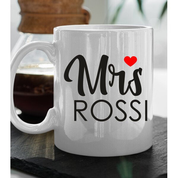 Coppia Tazze Mug Sanvalentino Personalizzabile Mr Mrs Personalizza con nome o cognome Amore Innamorati Fidanzati Regalo Lui e Lei - immagine 5