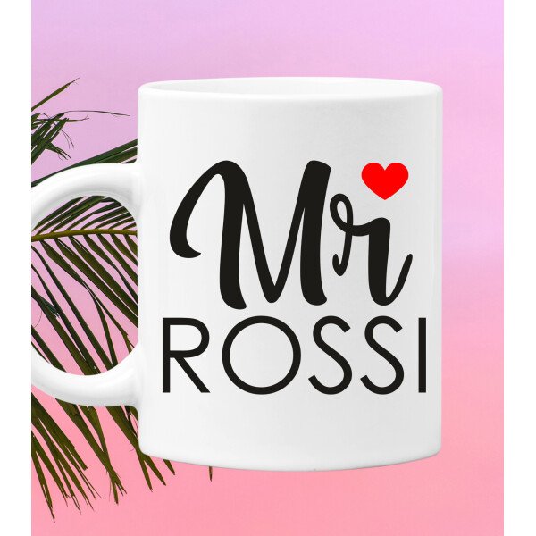 Coppia Tazze Mug Sanvalentino Personalizzabile Mr Mrs Personalizza con nome o cognome Amore Innamorati Fidanzati Regalo Lui e Lei - immagine 6
