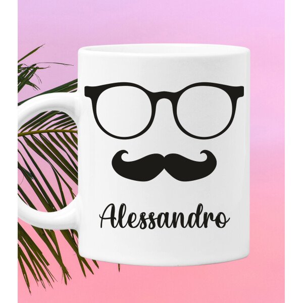 Coppia Tazze Mug Sanvalentino Personalizzabile Baffi Rossetto Personalizza con nome Amore Innamorati Fidanzati Regalo Lui e Lei - immagine 6