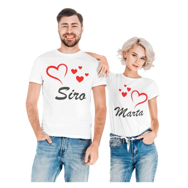 Coppia Magliette T-Shirt Sanvalentino Personalizzabile Love Couple Personalizza con nome Amore Innamorati Fidanzati Regalo Lui e Lei