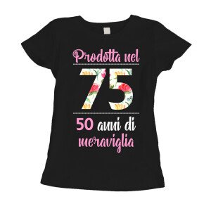 Maglietta 50 anni Compleanno Donna Prodotta nel 1975, 50 anni di meraviglia - flower - summer