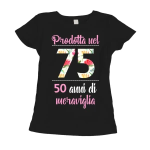 Maglietta 50 anni Compleanno Donna Prodotta nel 1975, 50 anni di meraviglia - flower - summer