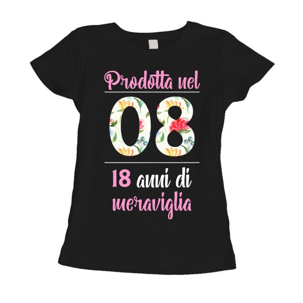 Maglietta 18 anni Compleanno Donna Prodotta nel 2008, 18 anni di meraviglia - flower - summer