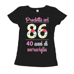 Maglietta 40 anni Compleanno Donna Prodotta nel 1986, 40 anni di meraviglia - flower - summer