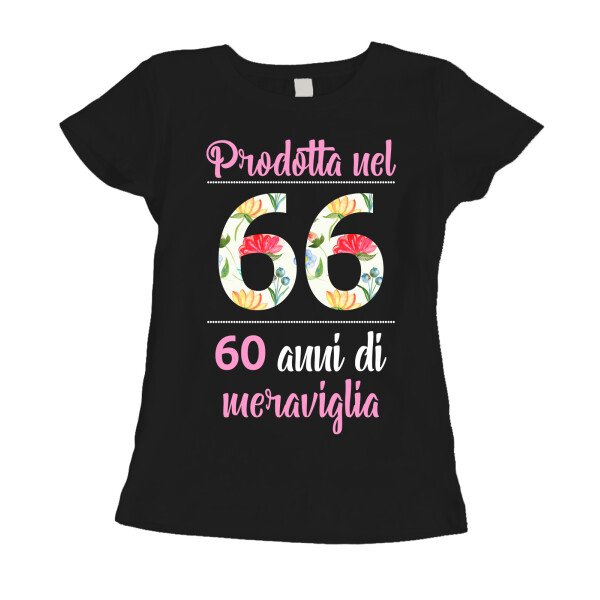 Maglietta 60 anni Compleanno Donna Prodotta nel 1966, 60 anni di meraviglia - flower - summer