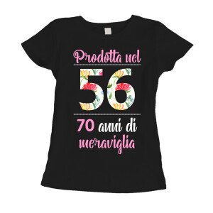Maglietta 70 anni Compleanno Donna Prodotta nel 1956, 70 anni di meraviglia - flower - summer - manica corta