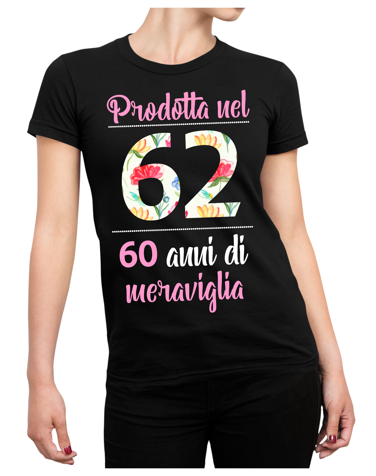 Maglietta 60 anni Compleanno Donna Prodotta nel 1962, 60 anni di meraviglia  - auguri regalo donna divertente - ColorFamily