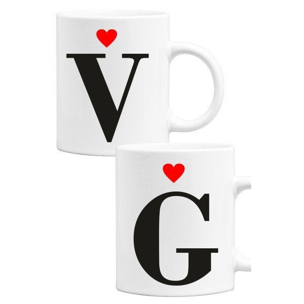 Coppia Tazze Mug Sanvalentino Personalizzabile Iniziale Personalizza con Iniziale Amore Innamorati Fidanzati Regalo Lui e Lei