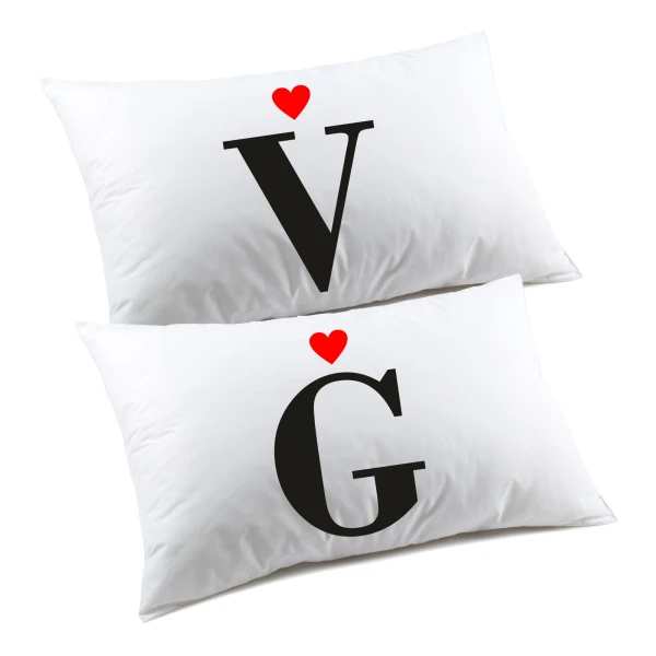Regalo SanValentino Coppia di federe Personalizzabili matrimoniali Iniziale Love Amore Divertenti Personalizza con Nome