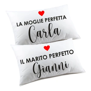 Regalo SanValentino Coppia di federe Personalizzabili matrimoniali Marito Perfetto Moglie Perfetta Divertenti Personalizza con Nome