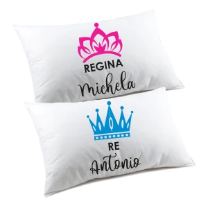 Regalo SanValentino Coppia di federe Personalizzabili matrimoniali Re & Regina Divertenti Personalizza con Nome