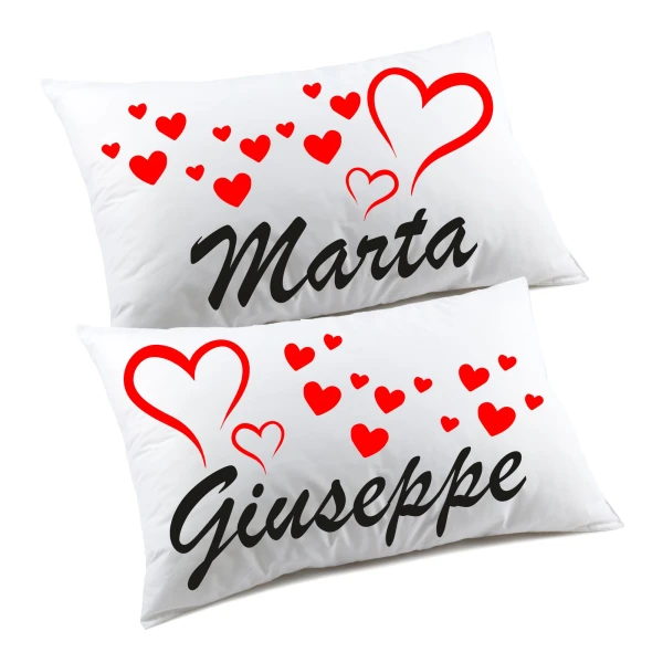 Regalo SanValentino Coppia di federe Personalizzabili matrimoniali Amore Innamorati Coppia Divertenti Personalizza con Nome