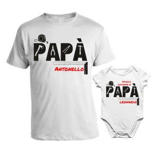 Coppia T-Shirt Maglietta PERSONALIZZABILE Papà Body Papà Padre Figlio Piccolo aiutante di Papà