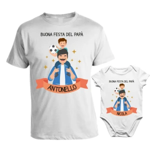 Coppia T-Shirt Maglietta PERSONALIZZABILE Papà Body Papà Padre Figlio Buona Festa del Papà