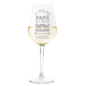 Calice Vino PERSONALIZZABILE Papà Festa del Papà Il miglior Papà del Mondo Ti vogliamo Bene ca 500 ml
