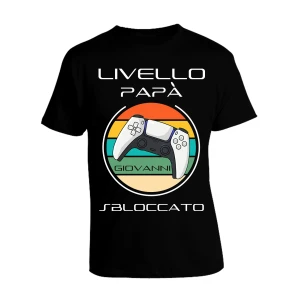 Maglietta Papà PERSONALIZZABILE Festa del Papà Livello Papà Sbloccato Regalo Papà