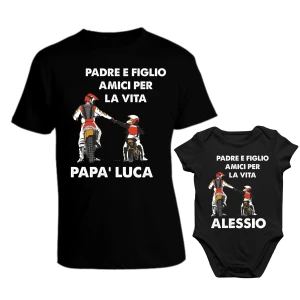 Coppia T-Shirt Maglietta PERSONALIZZABILE Papà Body Papà Padre Figlio Motociclista Amici per la vita