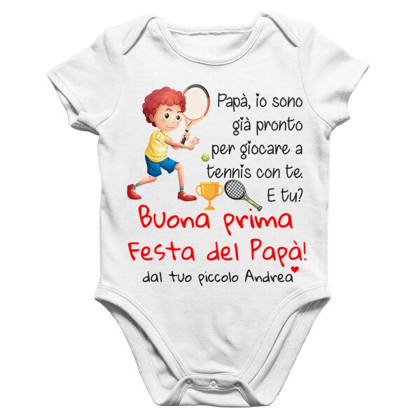 Body Papà PERSONALIZZABILE Neonato Buona Prima Festa del Papà Sono pronto a giocare a tennis con te Regalo Papà