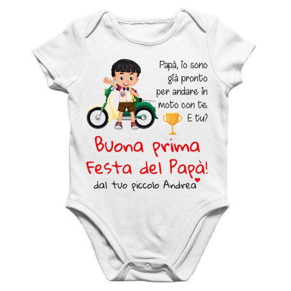 Body Papà PERSONALIZZABILE Neonato Buona Prima Festa del Papà Sono pronto ad andare in moto con te Regalo Papà