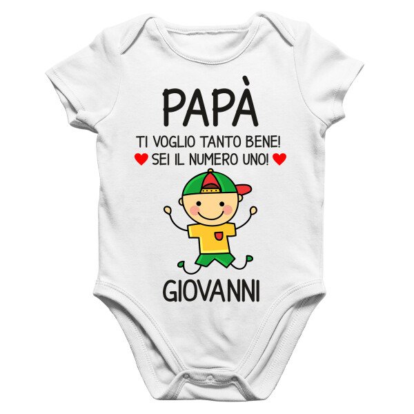 Body Papà PERSONALIZZABILE Neonato Maschietto Papà Ti voglio tanto bene! Sei il numero uno! Regalo Papà