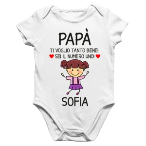 Body Papà PERSONALIZZABILE Neonato Femminuccia Papà Ti voglio tanto bene! Sei il numero uno! Regalo Papà