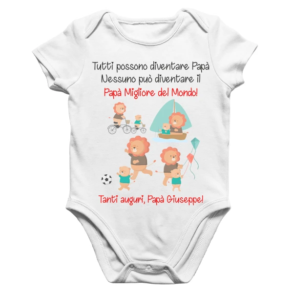 Body Papà PERSONALIZZABILE Neonato Tutti possono diventare papà, nessuno può diventare il papà migliore del mondo Regalo Papà - immagine 2