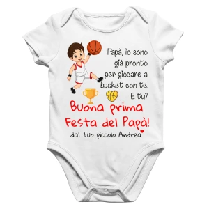 Body Papà PERSONALIZZABILE Neonato Buona Prima Festa del Papà Sono pronto a giocare a basket con te Regalo Papà