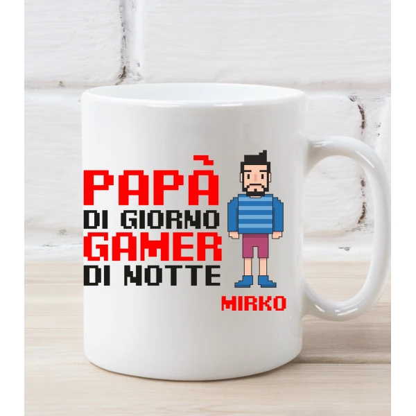 Tazza mug regalo papà PERSONALIZZABILE Festa del Papà Gamer Regalo Papà di giorno gamer di notte - immagine 4