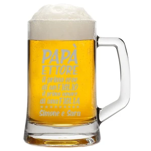 Boccale Birra Papà Personalizzato Festa del Papà Il primo eroe di un figlio, il primo amore di una figlia ca 50 cl