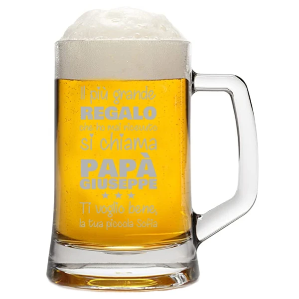 Boccale Birra PERSONALIZZABILE Papà Festa del Papà Il più grande regalo si chiama Papà ca 50 cl