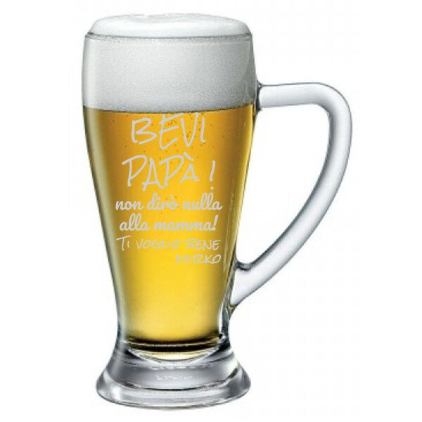 Boccale Birra Papà Personalizzato Festa del Papà Bevi Papà! Non dirò nulla alla mamma, ti voglio bene! ca 38 cl - immagine 3