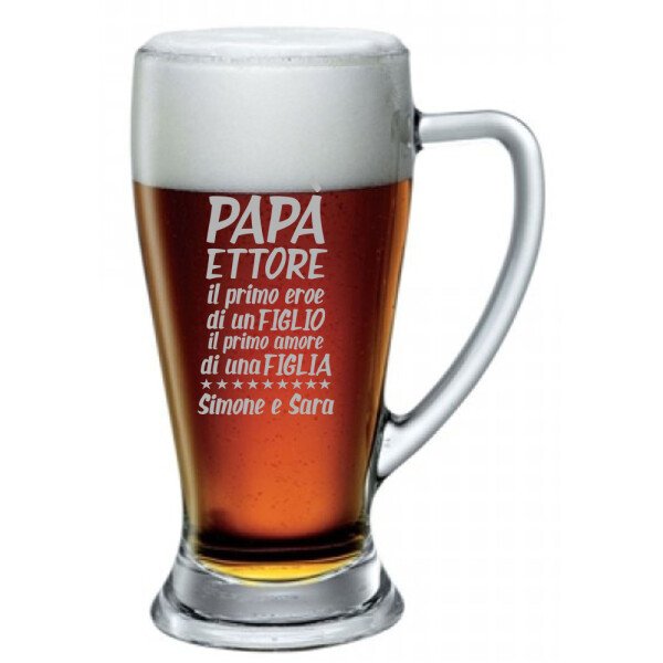 Boccale Birra Papà Personalizzato Festa del Papà Il primo eroe di un figlio, il primo amore di una figlia ca 38 cl - immagine 5