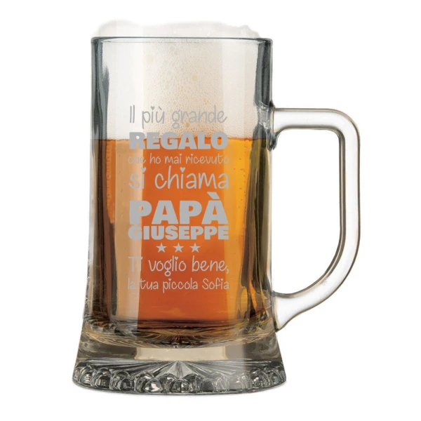 Boccale Birra PERSONALIZZABILE Papà Festa del Papà Il più grande regalo si chiama Papà ca 50 cl - immagine 4