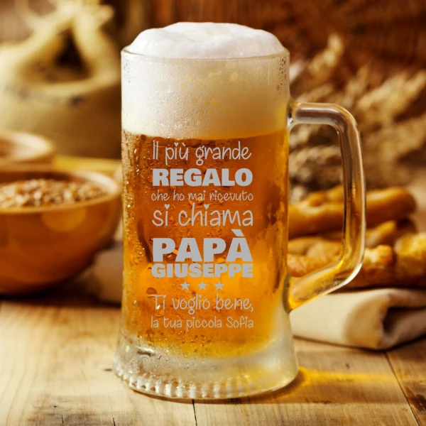 Boccale Birra PERSONALIZZABILE Papà Festa del Papà Il più grande regalo si chiama Papà ca 50 cl - immagine 5