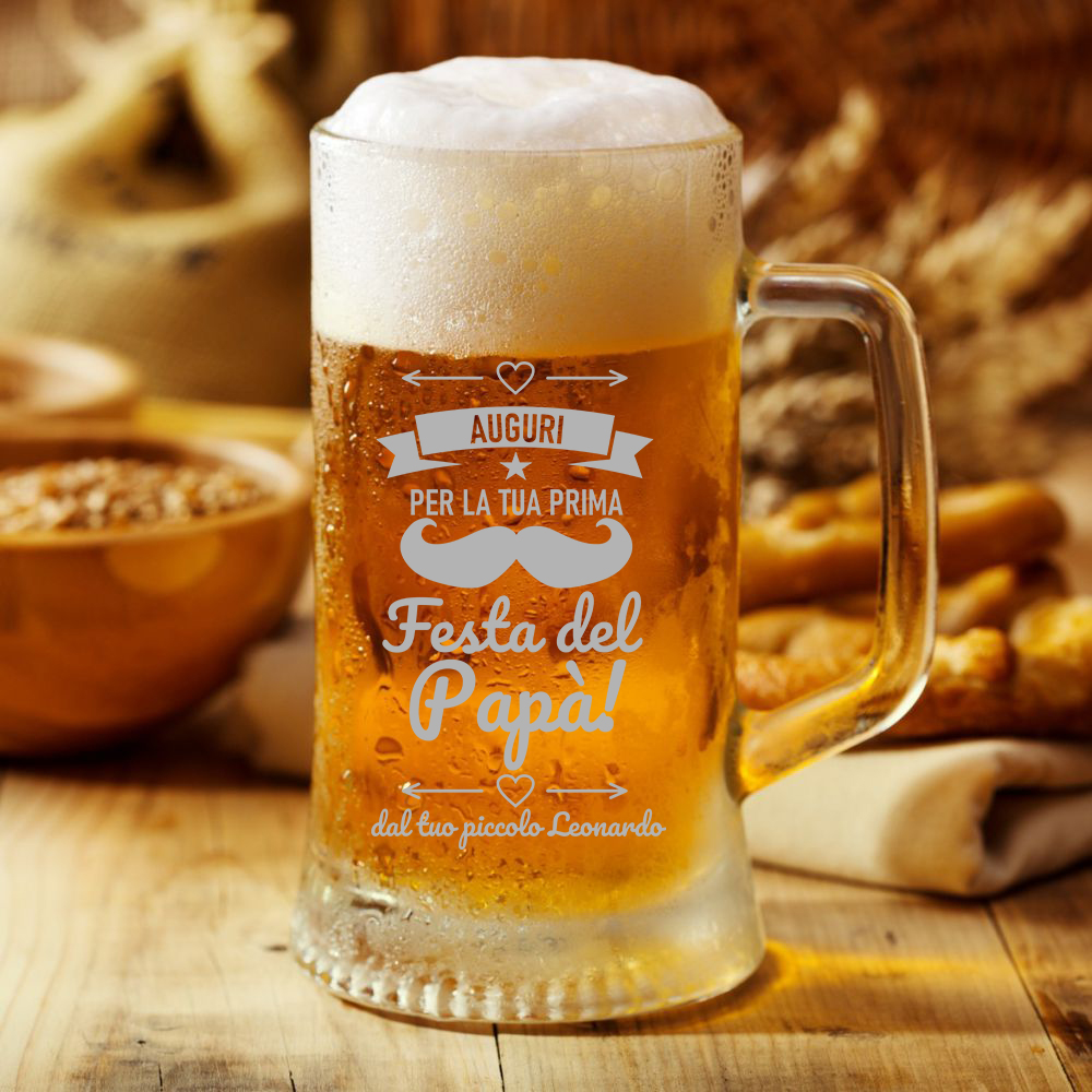 Boccale Birra Papà Personalizzato Festa del Papà Auguri per la tua